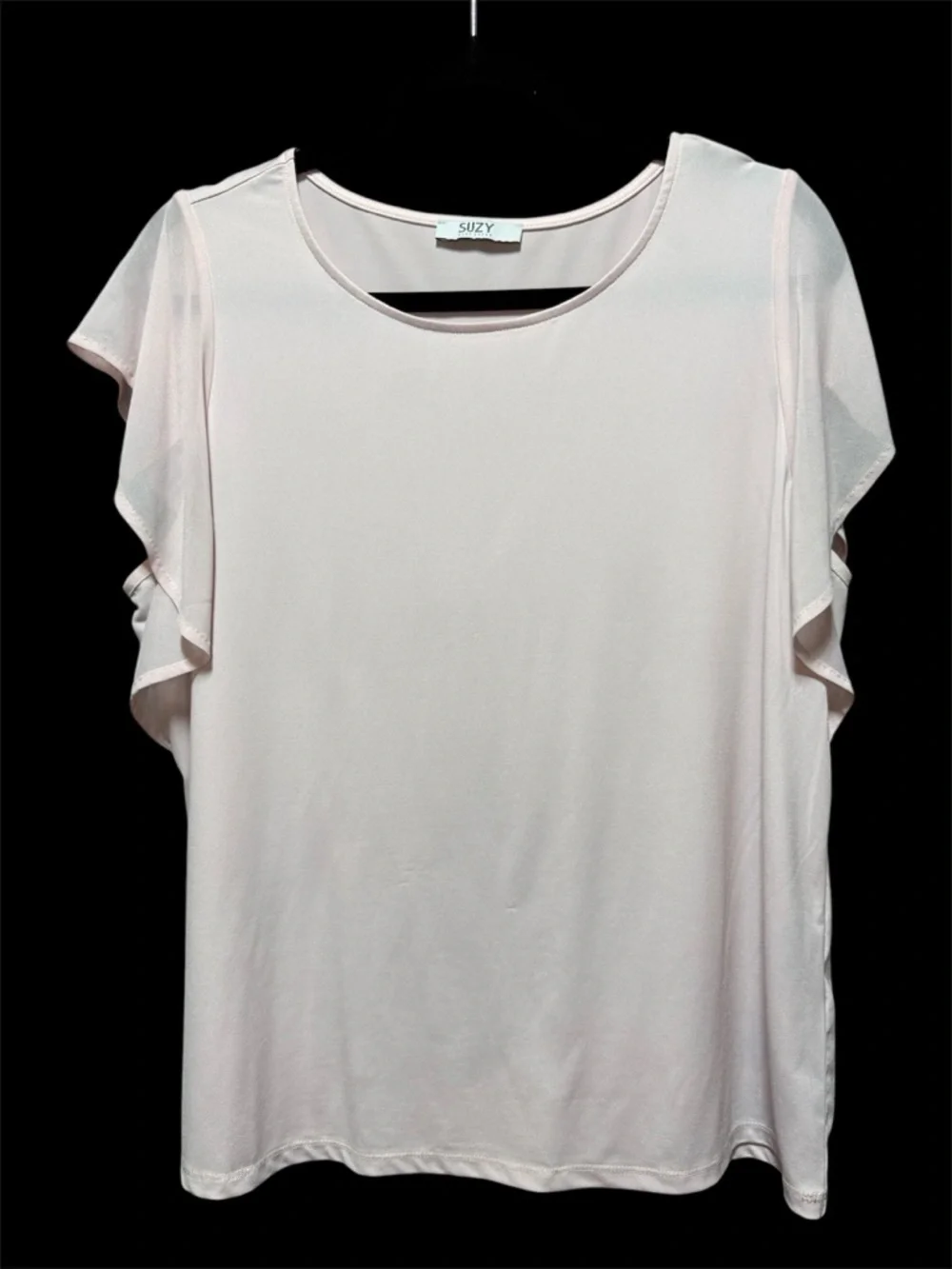 Suzy Women's Light Pink Ruffle Sleeve Top - Picture 3 of 5